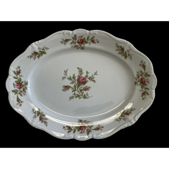 Vintage New Johann Haviland Bavaria Germany Moss Rose Serving Platter 13" - Picture 2 of 8
